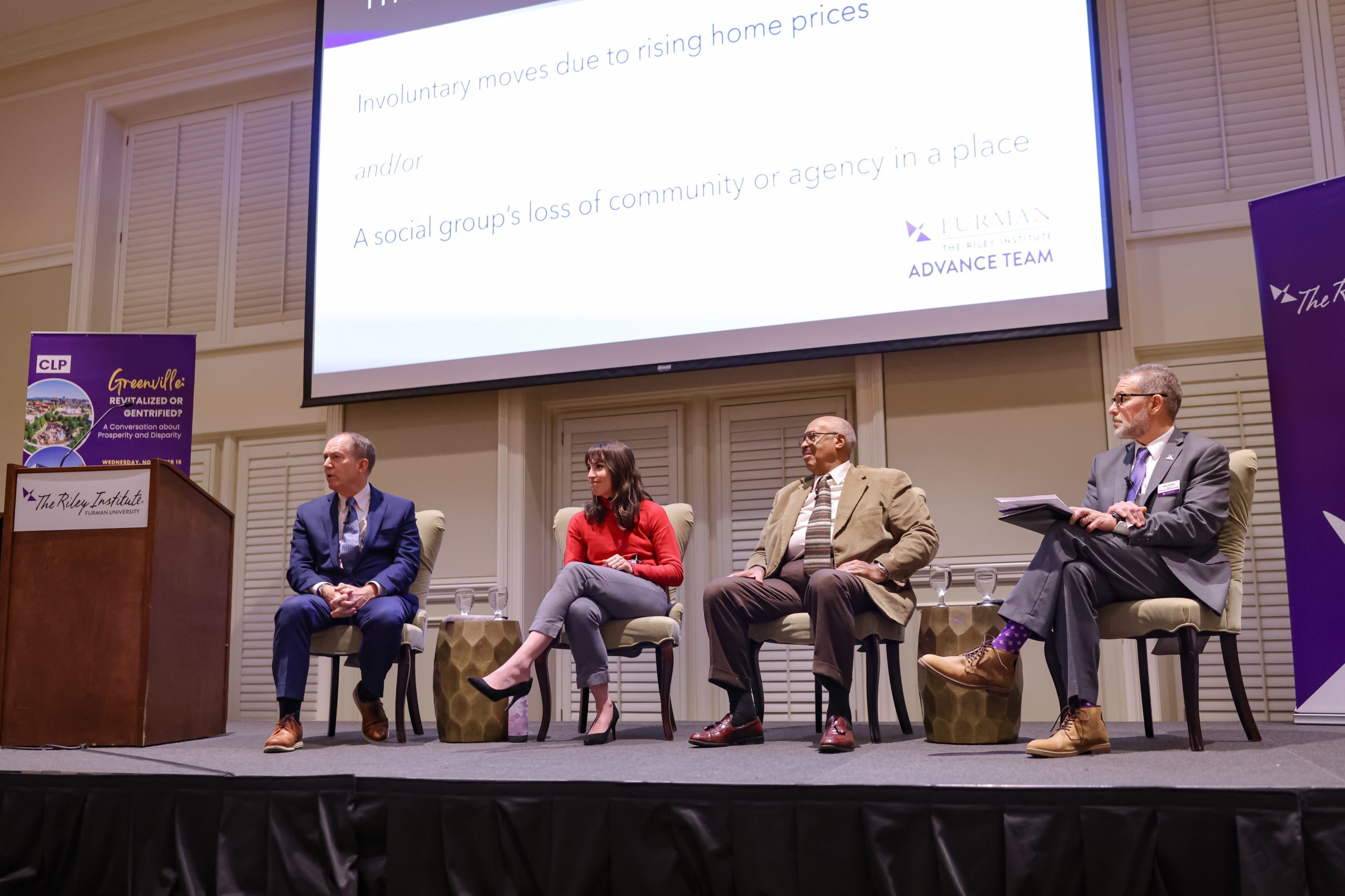 The panelists established a working definition of gentrification prior to the conversation about revitalization and the current state of Greenville’s development. 