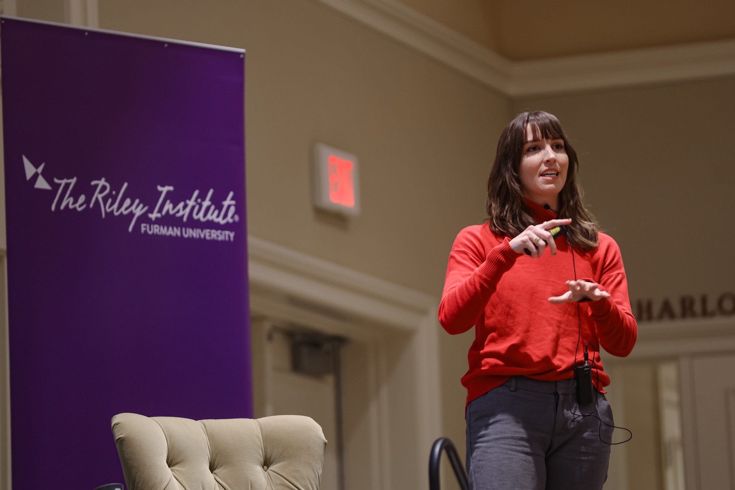 Throughout her opening presentation, Tina Belge explained the Greenville Housing Fund’s approach to housing development, including policy advocacy and affordable housing expansions. 