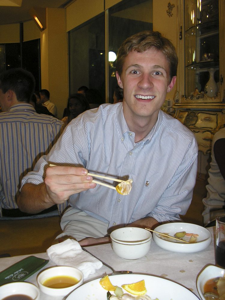 Chris Schoen enjoying Korean food