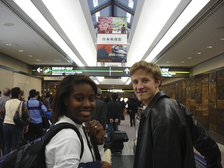 Christina Henderson and Chris Schoen at the Tokyo airport