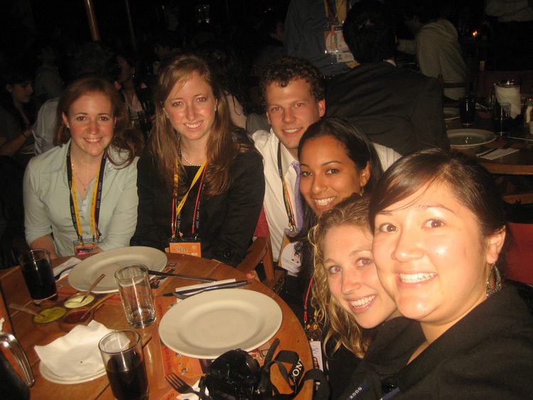 Furman students, (l-r) Emily Hunter, Evelyn McKinney, Matt Springate, Cindy Youssef, Abby Elsener, Rachael Parrish, at traditional Peruvian restaurant