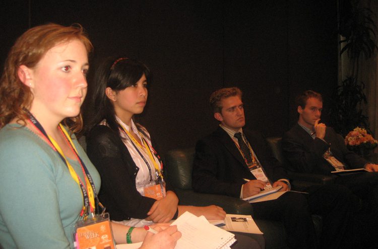 Emily Hunter attending group interview with Mr. Jack Ma