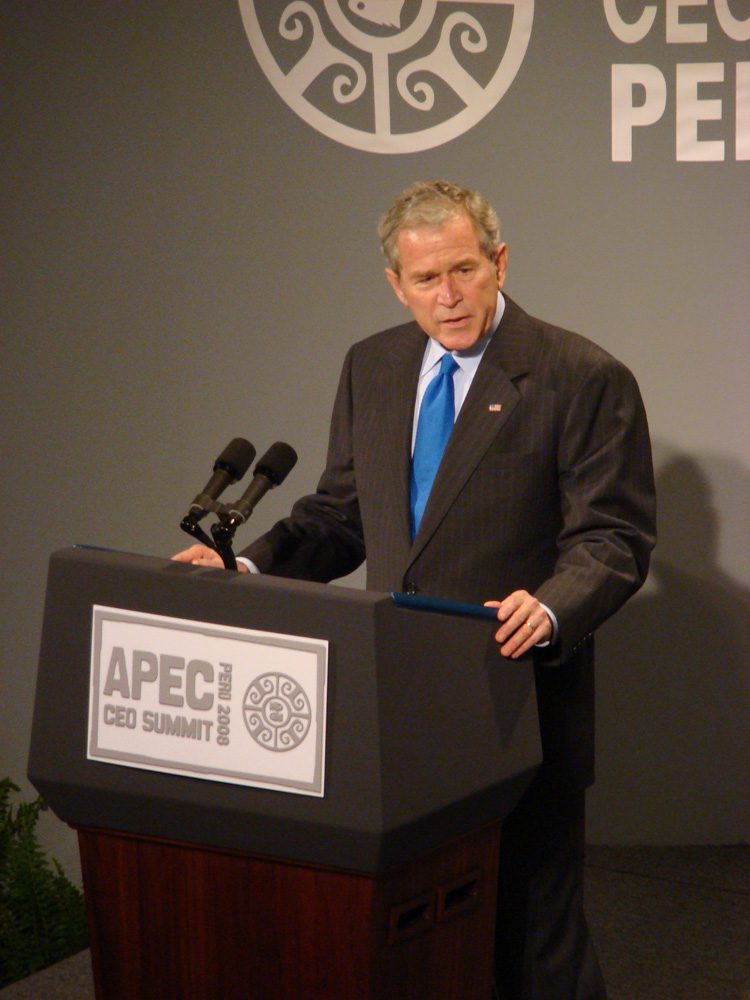 Former President Bush addressing APEC Summit