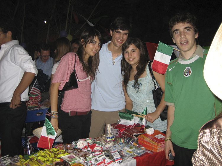 Each country (this is Mexico's table) sets up a table with items representative of their country
