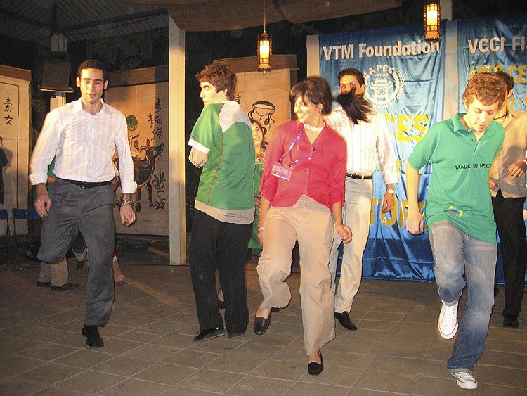 The students from Mexico performing a traditional dance from their country