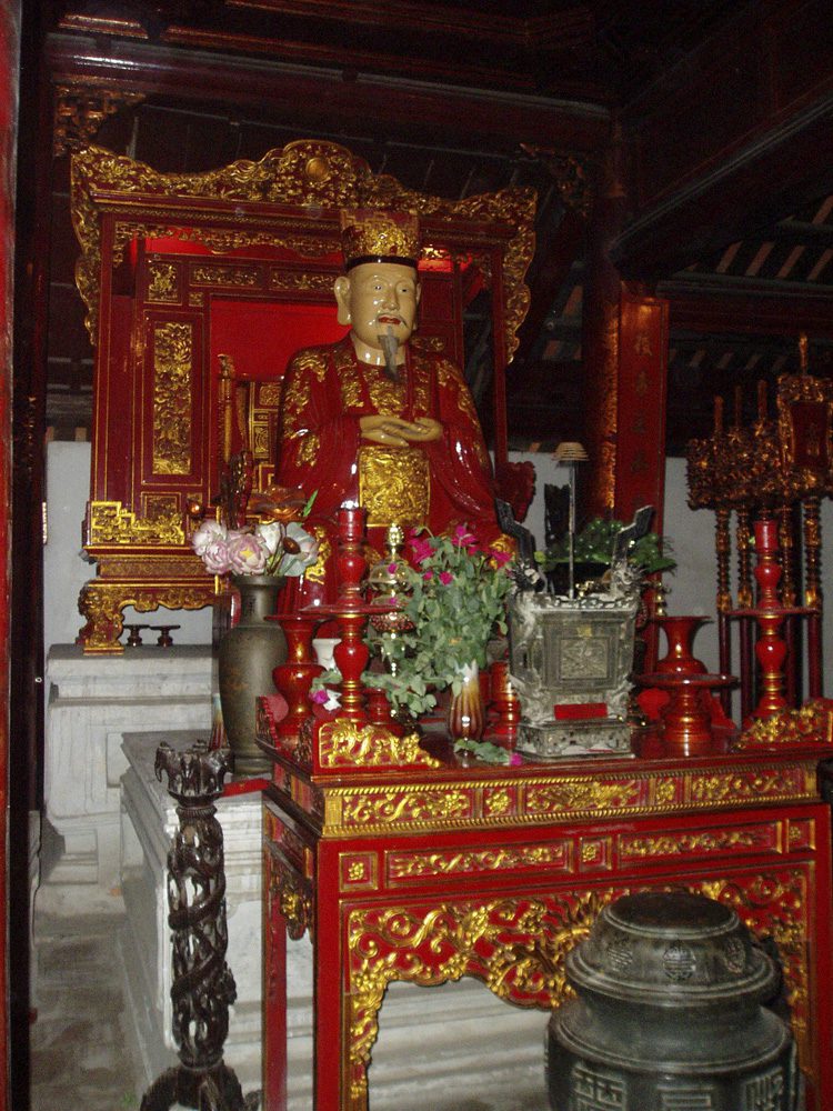 The interior of one of the many temples in Hanoi