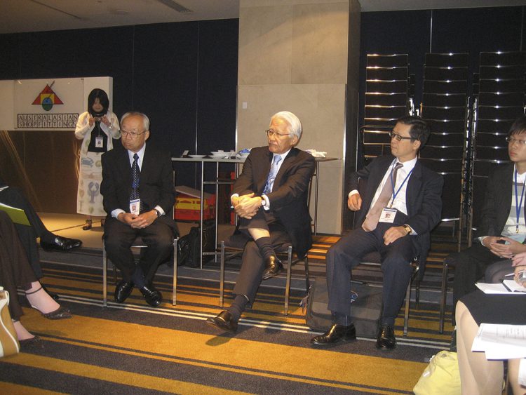 The ABAC Japanese delegation: Yukio Shotuku, CEO of Panasonic; Yoshirro Watamabe, CEO of Mitsubishi; and Yoshio Ishizaka, CEO of Toyota