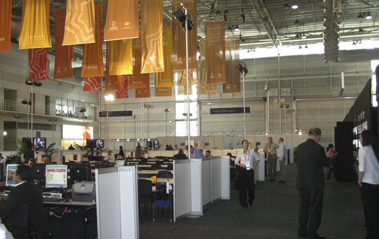 A tour of APEC's International Media Center, which is the central location for APEC officials and journalists