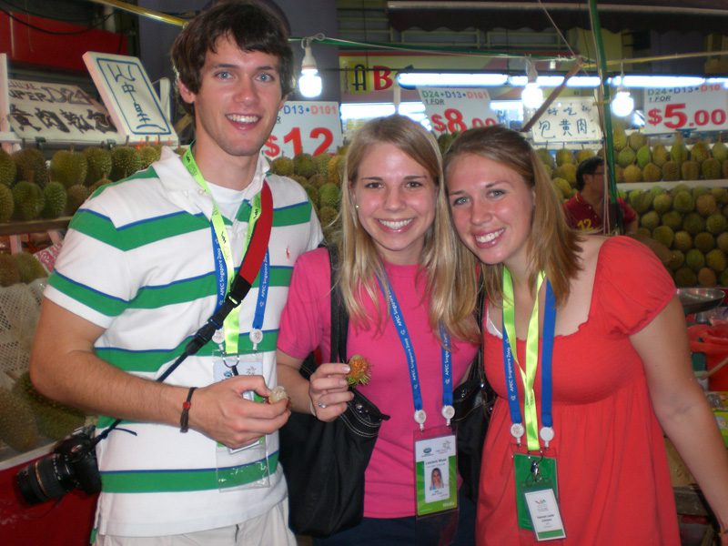 Cary, Kelly and Hannah at a local market