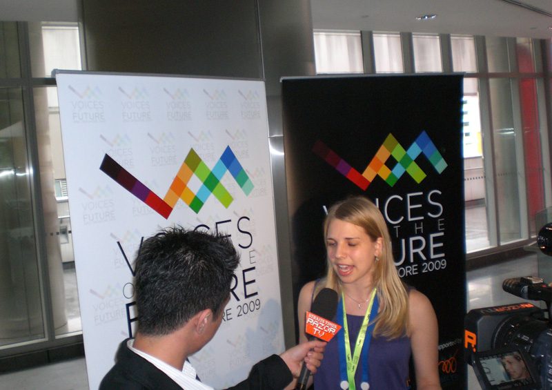 Kelly doing a television interview
