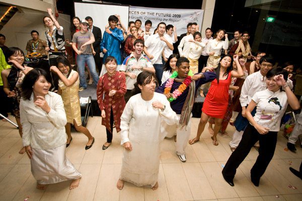 Students performing their country's traditional dance on cultural night