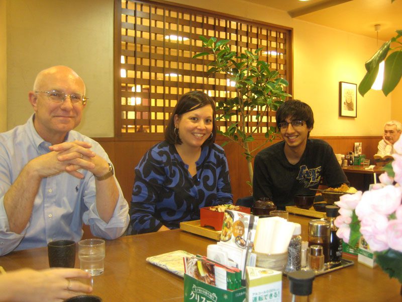Cleve, Jessica and Karim enjoying local food