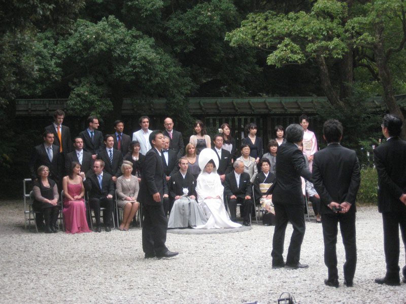 A traditional Japanese wedding at the Meiji Shrine.