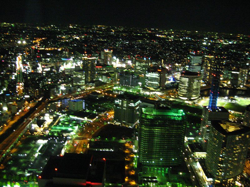Yokohama lit up in the evening