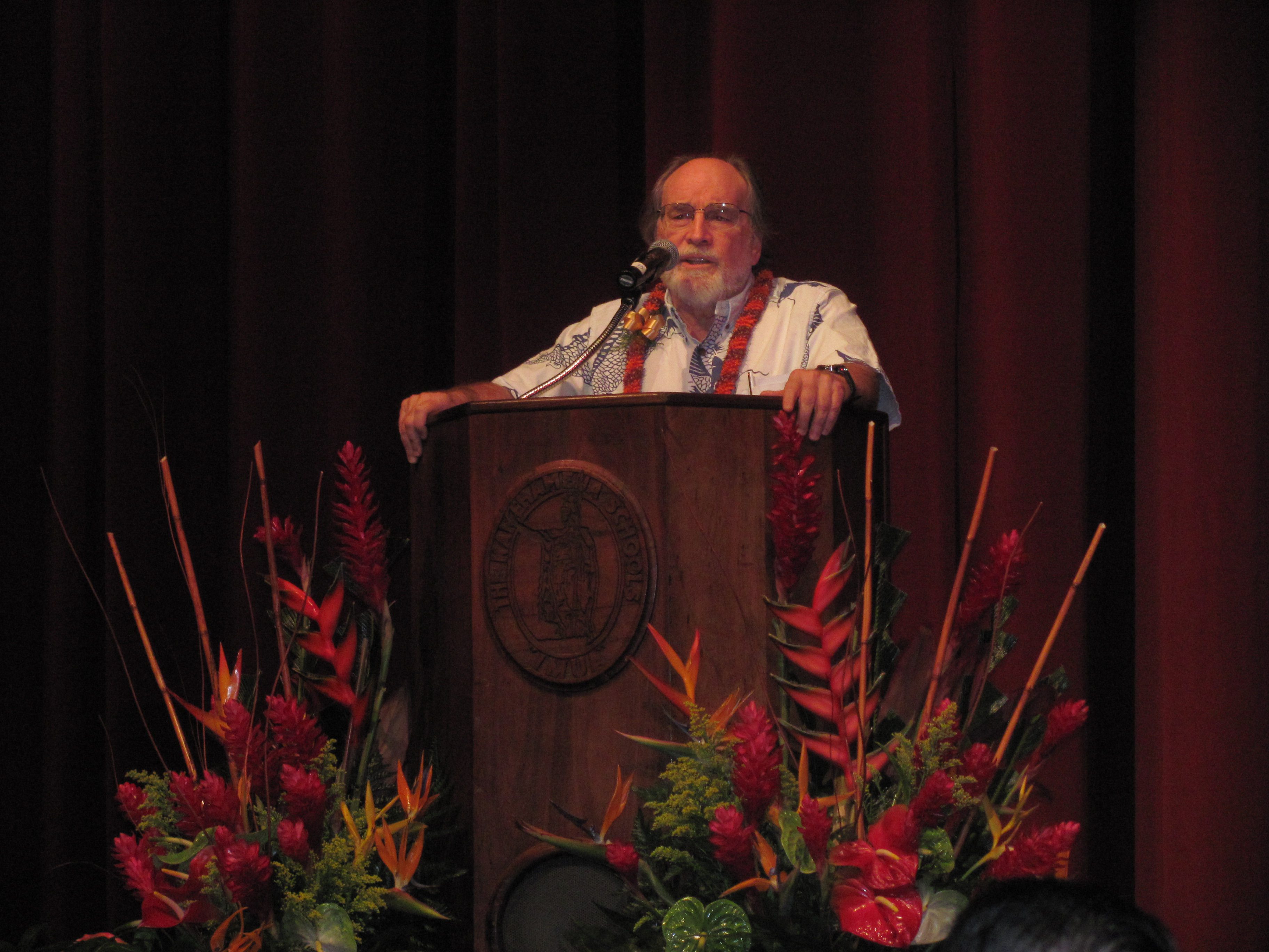 Governor of Hawaii Neil Abercrombie welcoming students to the Voices session at Kamehameha