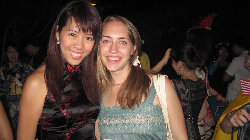 Katie Fearington with a student participant