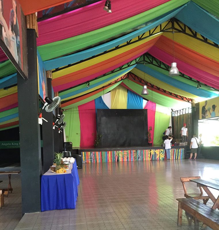 One of the brightly decorated meeting spaces at Gawad Kalinga Farm