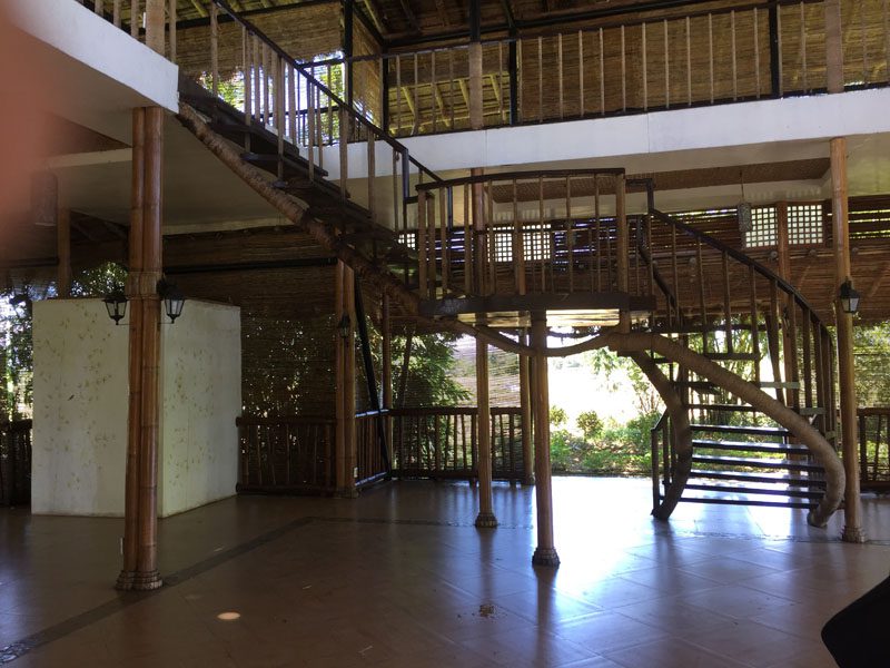 The students received a tour of the farm, which included this beautiful bamboo hall.