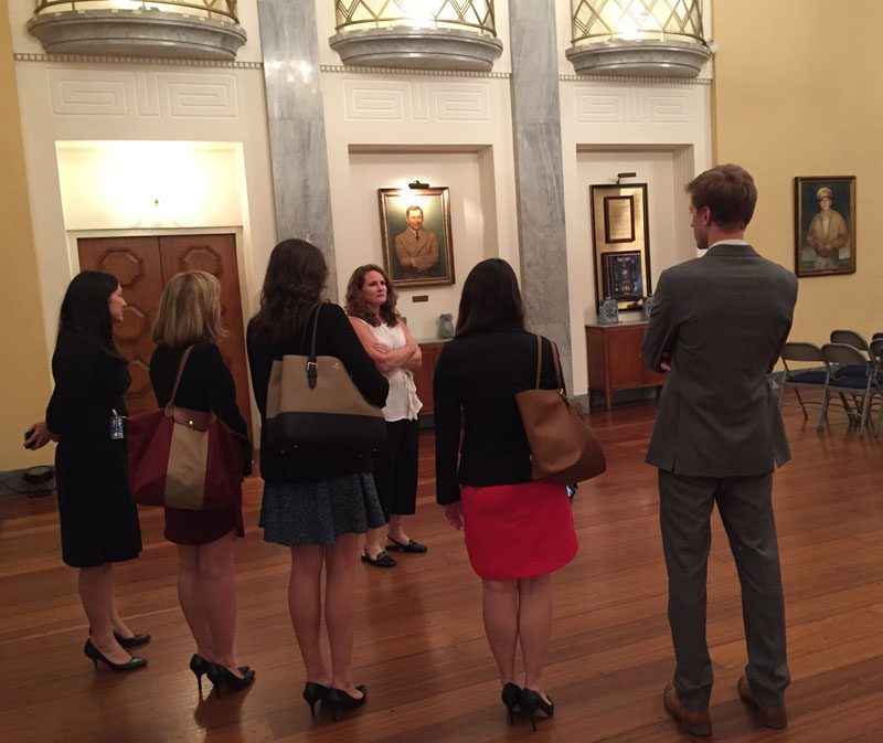 Students received a tour of the embassy during their visit.