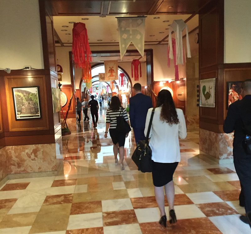 Students received a tour of the embassy during their visit.
