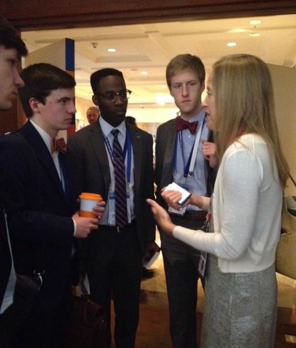 VOF delegates speaking with Wendy Kopp, founder of Teach for America