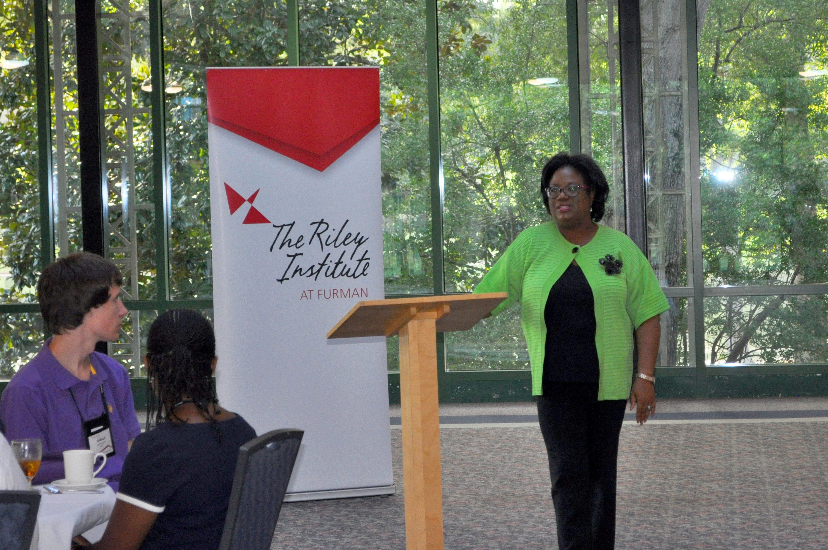 Rep. Chandra Dillard speaking during the Welcome Luncheon