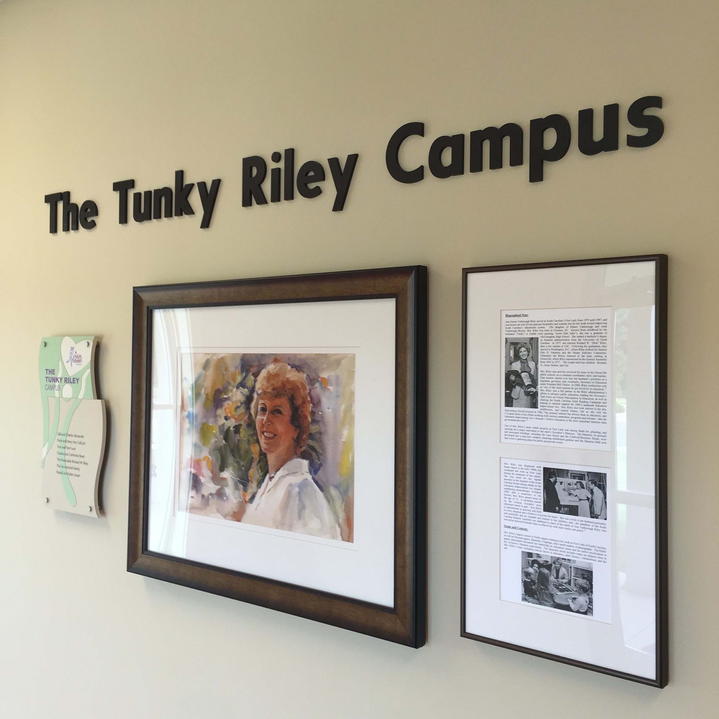 The A Child's Haven campus is named for Tunky Riley, late wife of Secretary Riley and huge early childhood education advocate