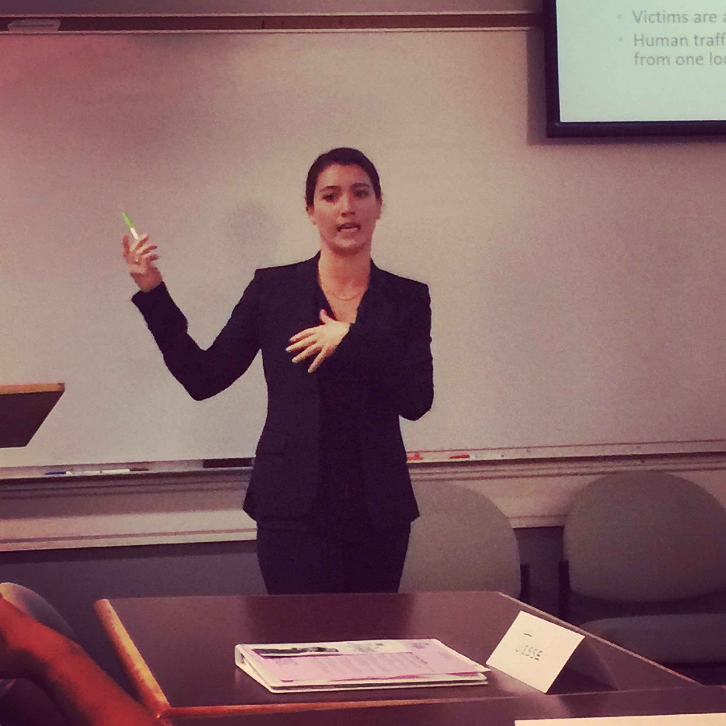 Morgan Bridgman of the US Attorney's Office speaks to SC United 2016 students about human trafficking
