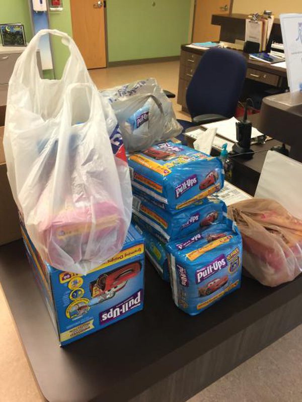 SC United 2016 students brought packages of pullups for A Child's Haven students