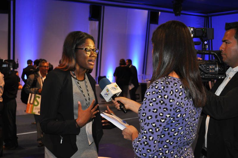 Crystal Brockington being interviewed at the opening ceremony