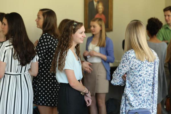 Townes and Hollingsworth students mingling prior to the dinner