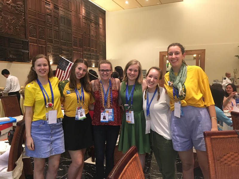 Student delegates from Australia with Emma Jackson and Kathleen Marsh
