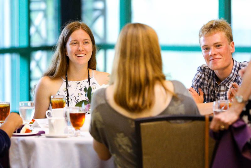 Morgen Smith and Price St. Clair enjoy the Welcome Dinner at the start of the Advantage Scholars program