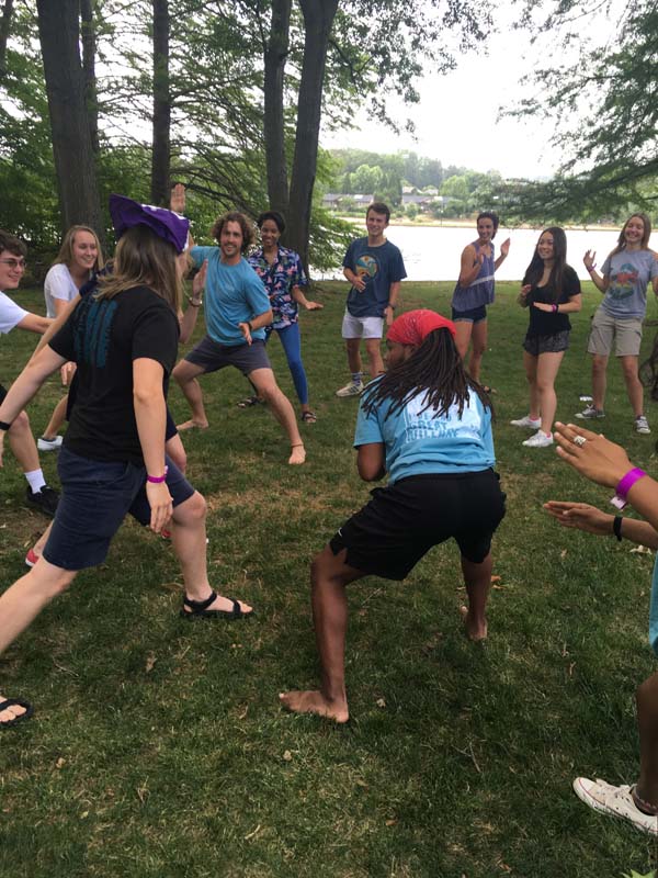 Scholars and counselors enjoying ice breakers