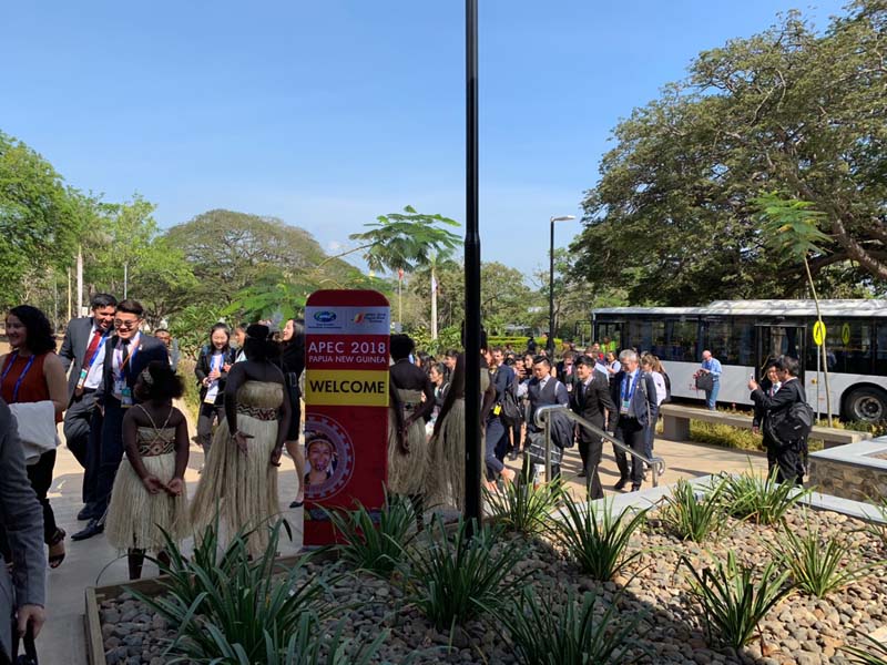 Students arriving for the APEC 