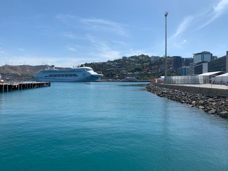 Cruise ship docked in PNG's capital city, Port Moresby, where the students stayed due to a lack of hotel lodging in PNG