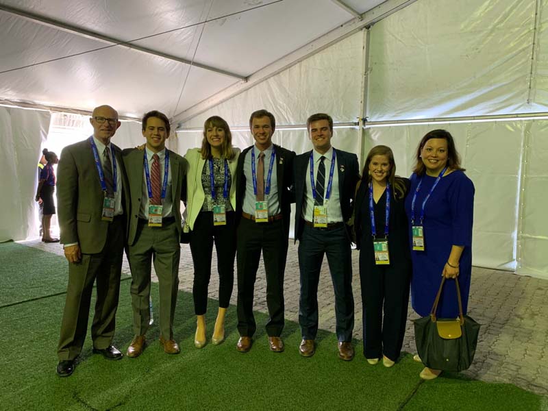 The U.S. Delegation: (l-r) Cleve Fraser, Jackson Robinson, Katherine West, Rob Cain, David Cousar, Mary Bradley Pazdan and Jessica Hennessey
