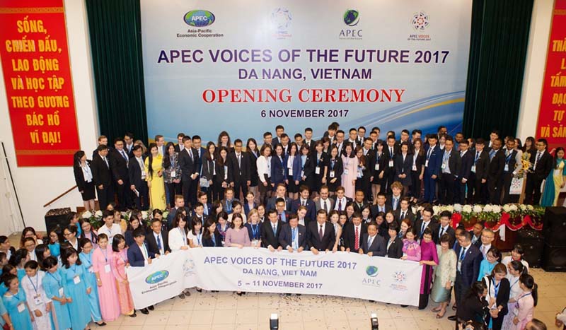 Delegates gathering at the opening ceremonies of APEC Voices of the Future