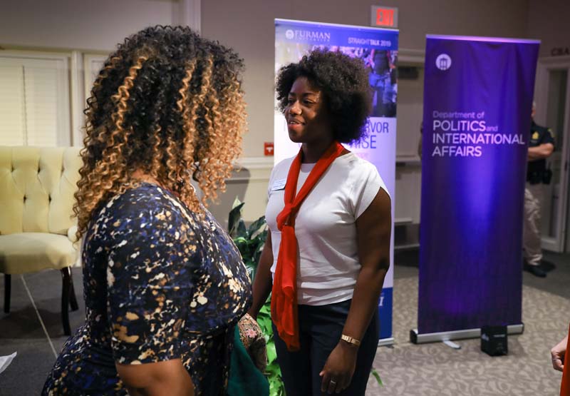 StraightTalk 2019: Advance Team member Shekinah Lightner presenting a gift of appreciation to Khalilah Brown-Dean