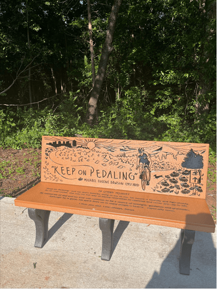 bench on the Swamp Rabbit Trail
