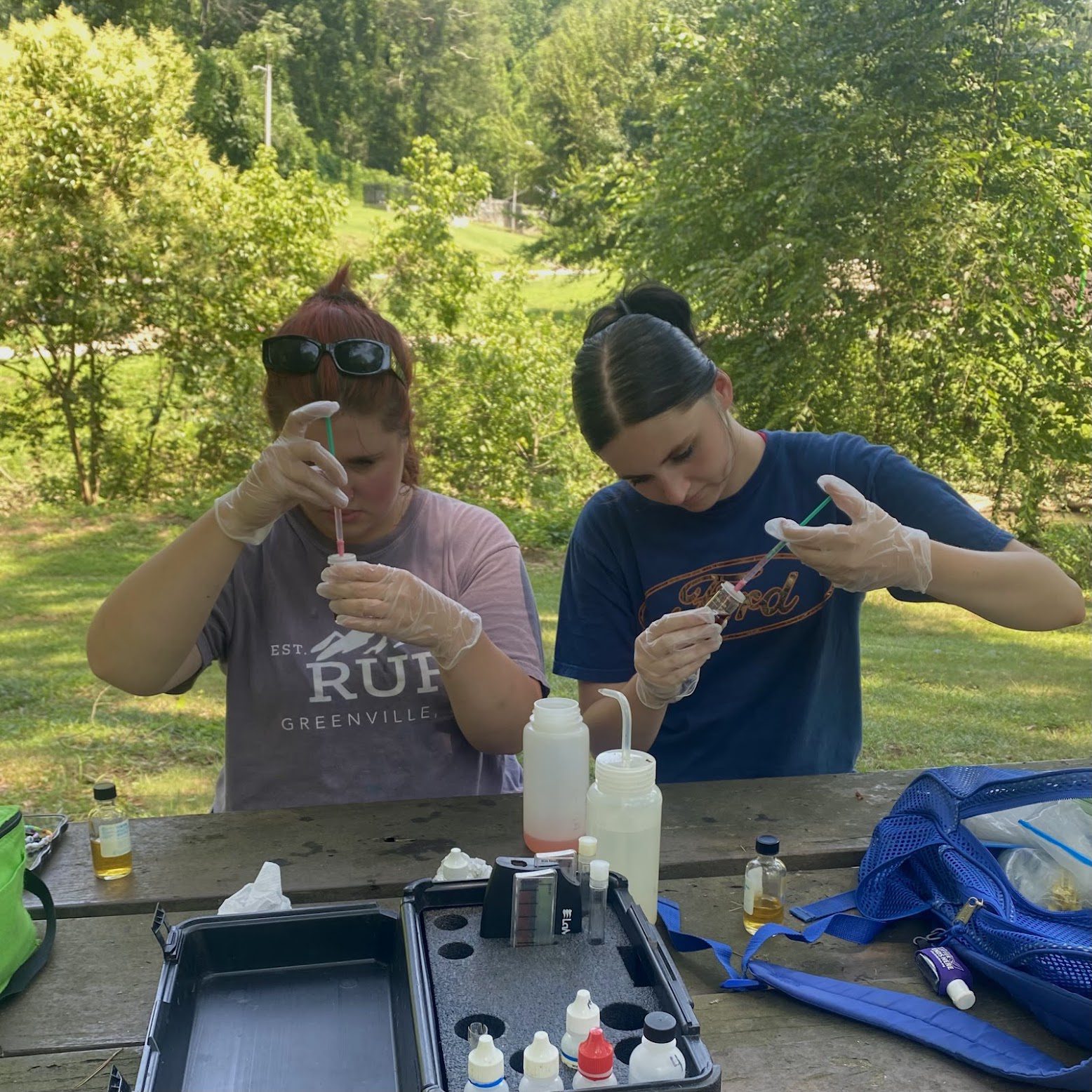 Anna and Friends of the Reedy River staff titrating water samples