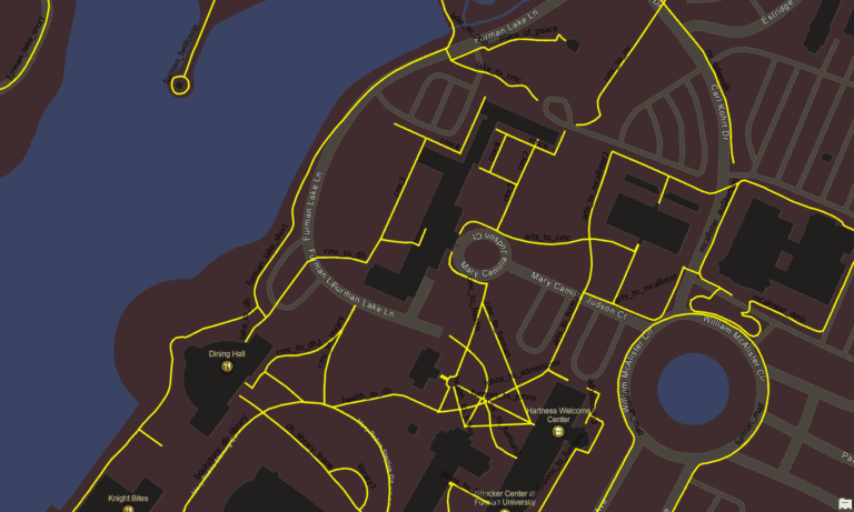 A section of Furman's campus map