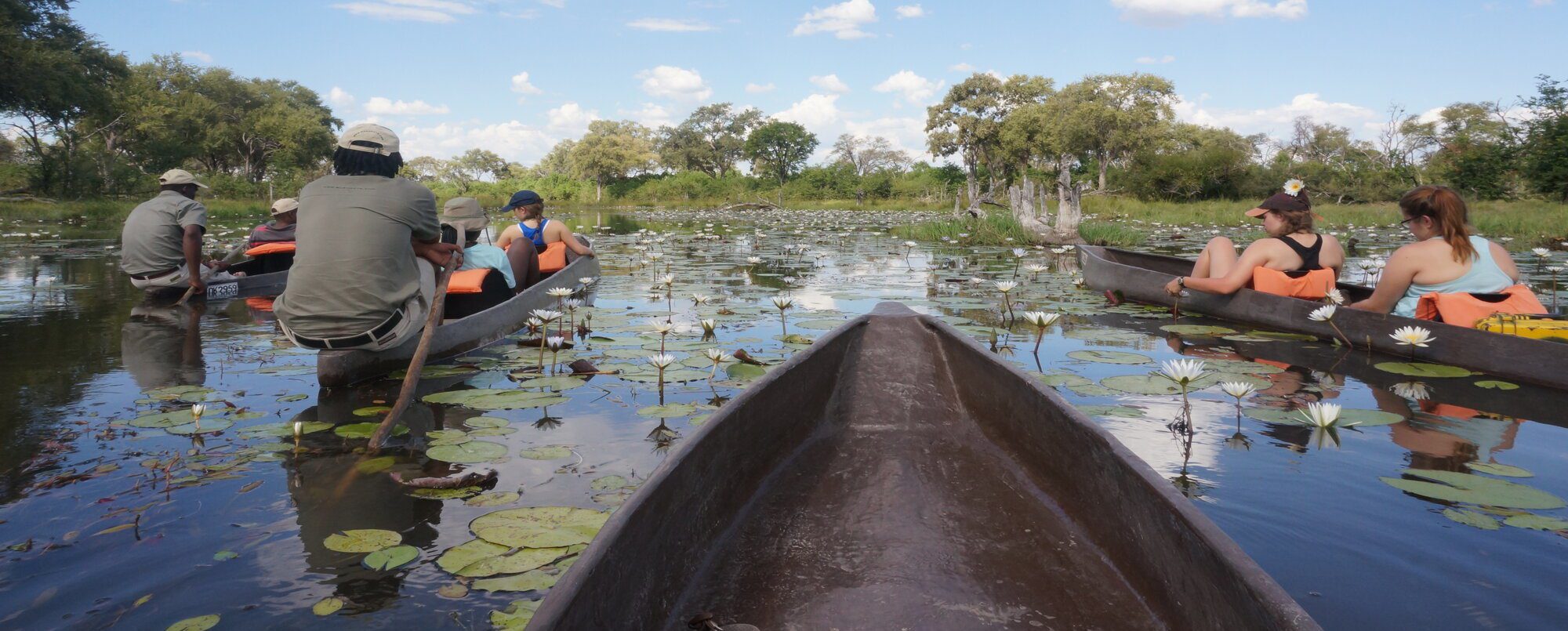 in canoe on water in south africa