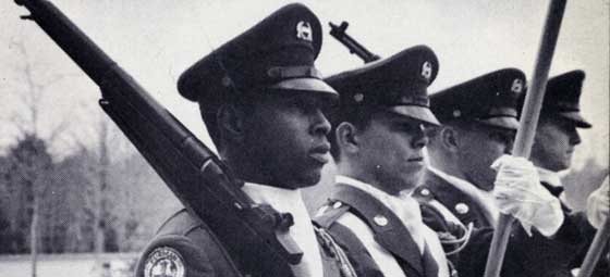 Black and white photo of student cadets