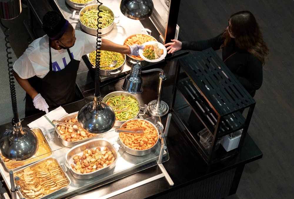 Multiple serving stations available with different types of cuisine