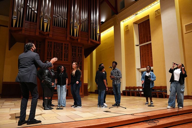The Furman Gospel Ensemble performs a concert