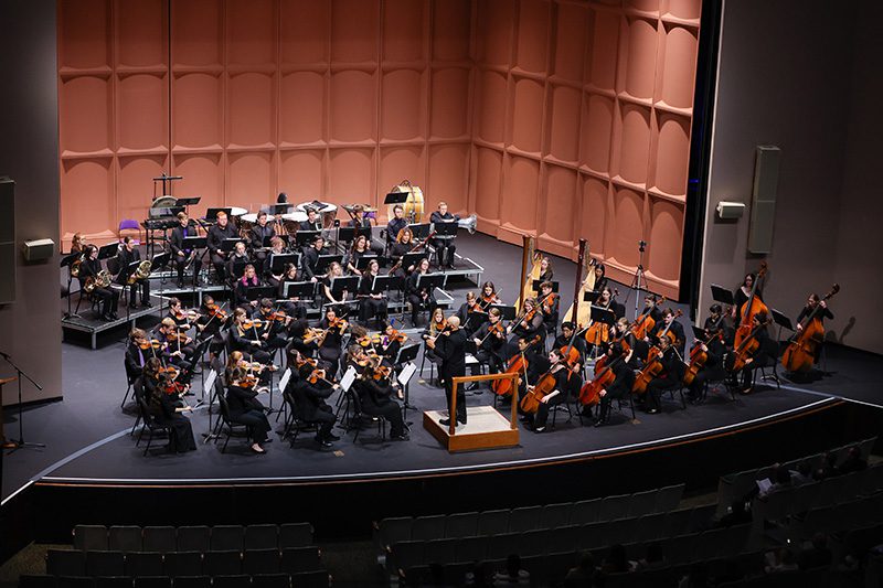 Orchestra performs inside Daniel Music building
